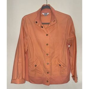 VTG Womens Blast Coral‎ Light Jacket Size Medium Stretch With Pockets Snap Front